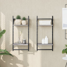 Borough Wharf 2-Tier Wall Shelves With Bars 2 Pcs 30X25x65 Cm