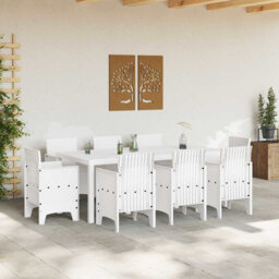 Garden Dining Set 9 Pcs White Poly Rattan