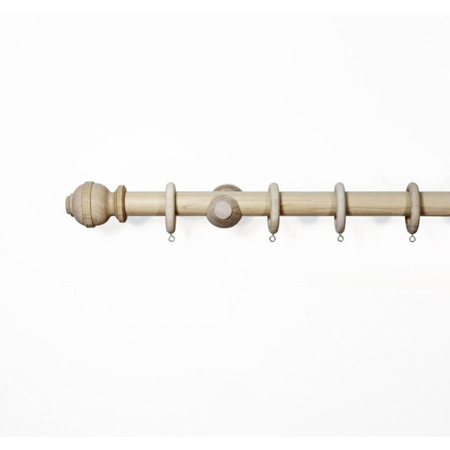 Desirai 33 mm Fixed Length Premium Quality Wooden Curtain Poles With Rubber Wooden Finials