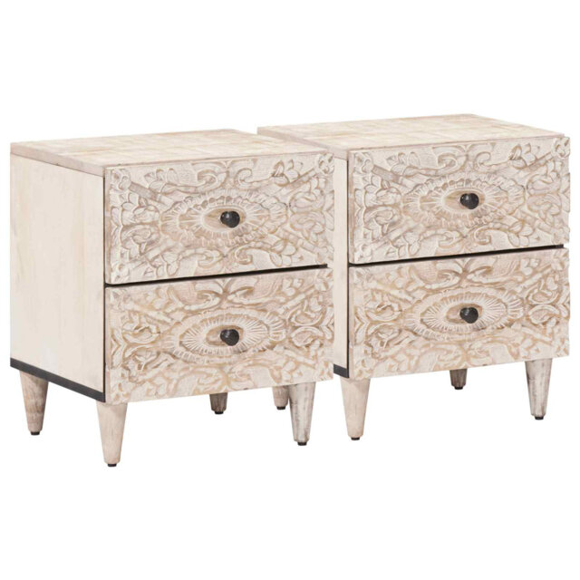 Bedside Cabinet With Drawer Solid Mango Wood Table Rectangular Wooden
