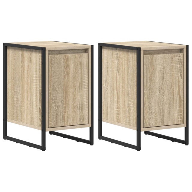 Bedside Table 2 Pcs Old Wood 39.5 X 30 X 50 Cm Engineered Wood