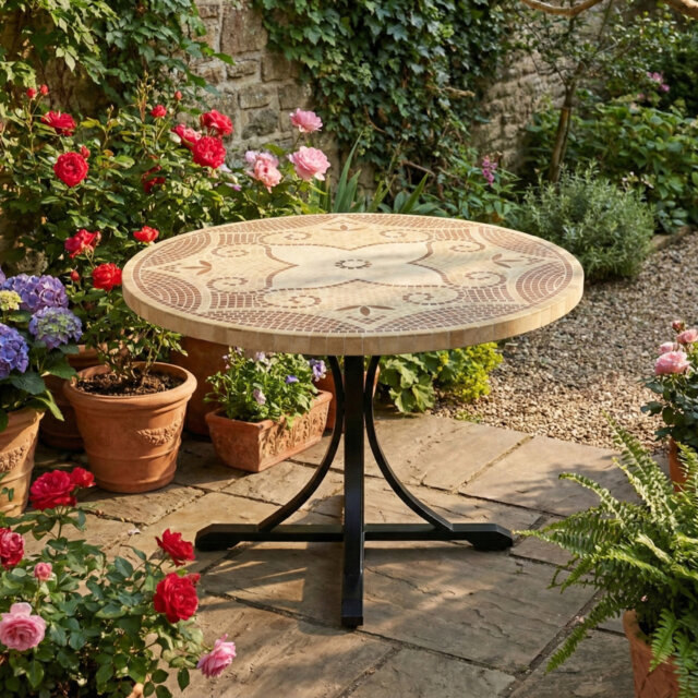 Provence Garden Stone Mosaic Table