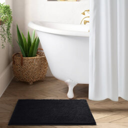 Soft Chenille Microfiber Non-Slip Bath Mat - Ultra Absorbent Machine Washable Bathroom Rug for Shower, Bath & Ensuite