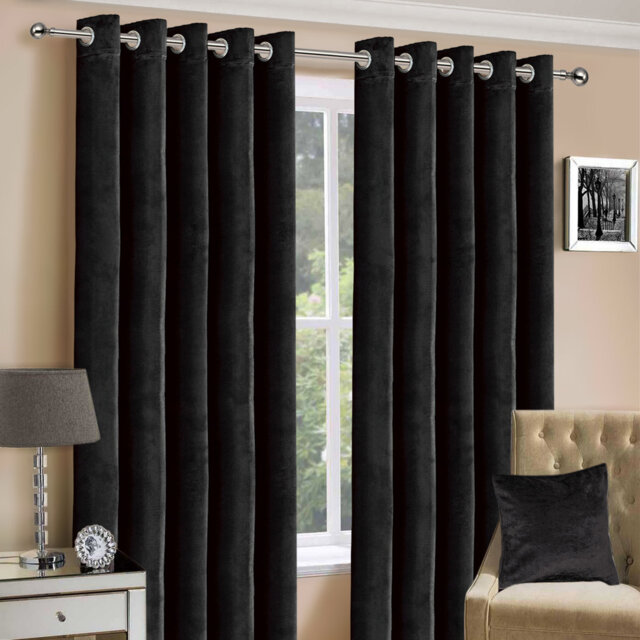 Hollange Crushed Velvet Eyelet Windows Panel Curtains