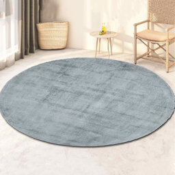 Round Aodh Solid Colour Hand Woven Hand Loomed Ice Blue Area Rug