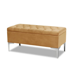 Modena Wide Velvet Tufted Rectangle Ottoman Storage Bench with Legs, Upholstered Multi-Function Footstool Bench for Living Room & Bedroom