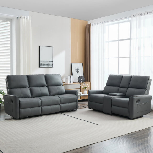 Elizjah 5 Seater Faux Leather Reclining Sofa