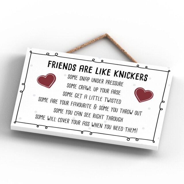 Friends Are Like Knickers Wall DÃ©cor Wooden Plaque