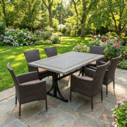 Burlington Dining Table with 6 STOCKHOLM Chairs Garden Set