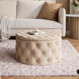 CHESTERFIELD Round Upholstered Pouf Hocker 70 cm