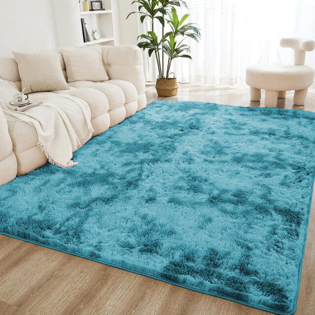 Solid Colour Machine Tufted Shag Area Rug