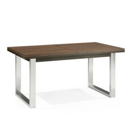 Ferber Extendable Oak Solid Wood Top Metal Base Dining Table