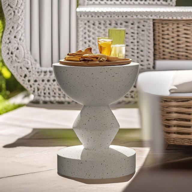 Enriquez Industrial Round Concrete Indoor Outdoor Side Table Nordic