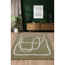Brinlie Hand Tufted Wool Green Rug