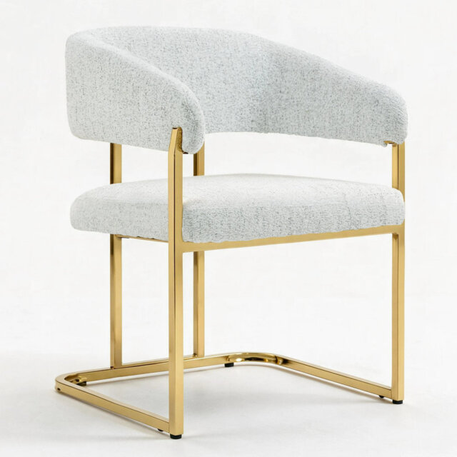 56CM Wide Modern Metal Frame Chenille Upholstered Armchair Dining chair