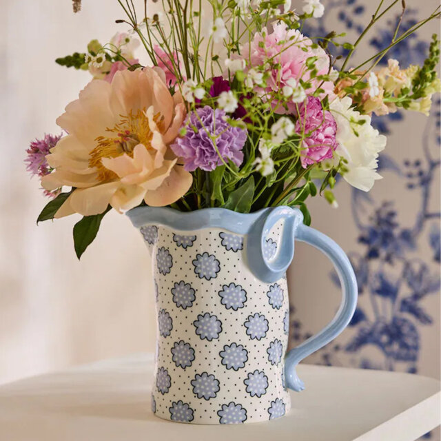 Cath Kidston Blue Bow Ceramic Jug Vase