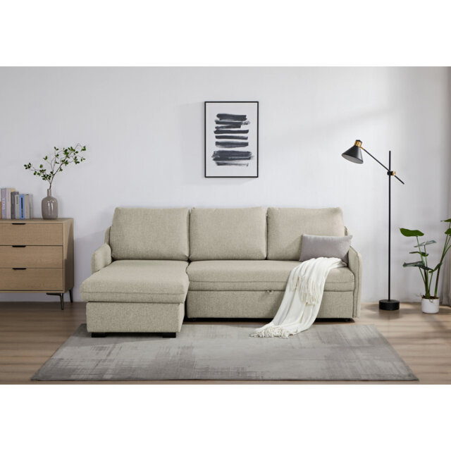 Movra Fabric 3-Seater Corner Sofa Bed with Storage