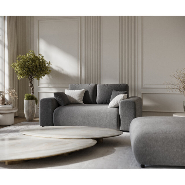 Two-seater square arms loveseat sofa