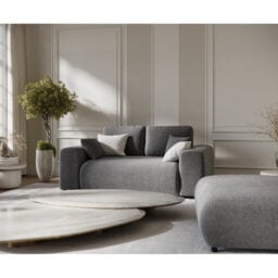 Two-seater square arms loveseat sofa