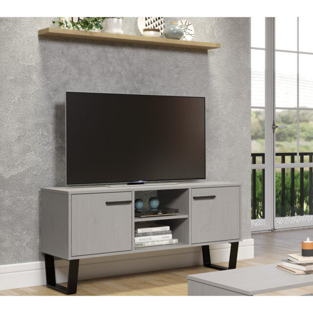 "Endor Wide Screen Pine Timber TV Stand for TVs up to 60"" industrial design"