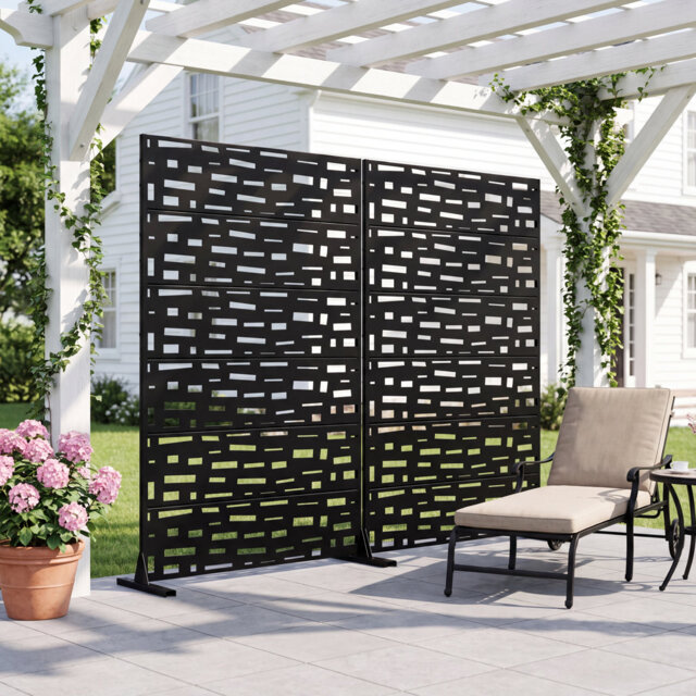 183cm H Freestanding Metal Room Divider Decorative Privacy Screen Garden Lattice Panel Trellis for Patio, Balcony, Backyard, Pool, Indoor Room