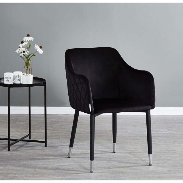 Holdenville Modern Velvet Dining Chair - Ergonomic Button Back with Metal Legs - Armchair for Living Room Dining Room Restaurants