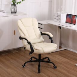 Ergonomic Executive Office Chair, Faux Leather, Adjustable Height (45-55cm),135° Reclining Backrest,Padded Armrests,360° Swivel