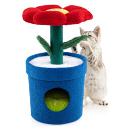 Cute Cat Tree for Indoor Cats Kitten Tower w/Flower Padded Perch-Yellow