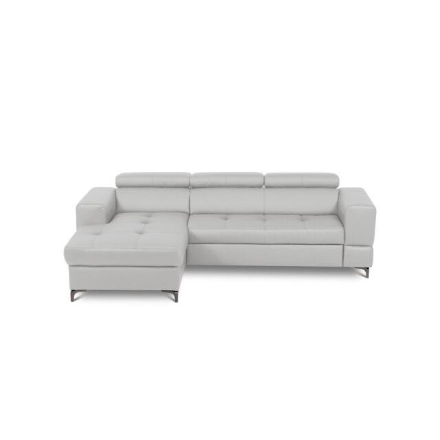 Tinos Genuine Leather Corner Sofa with Pull Out Bed with Storage and Adjustable Headrests
