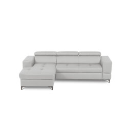 Tinos Genuine Leather Corner Sofa with Pull Out Bed with Storage and Adjustable Headrests