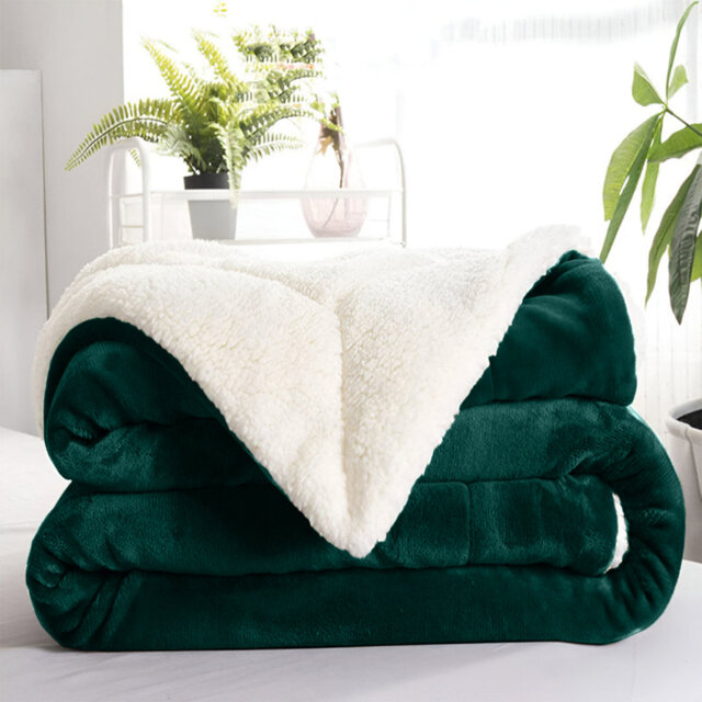 Kaylie Soft Sherpa Fleece Fur Thick Dual Sided Reversible Blanket Throw