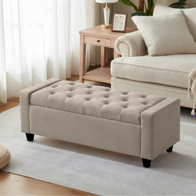Polyester Upholstered Storage Bench