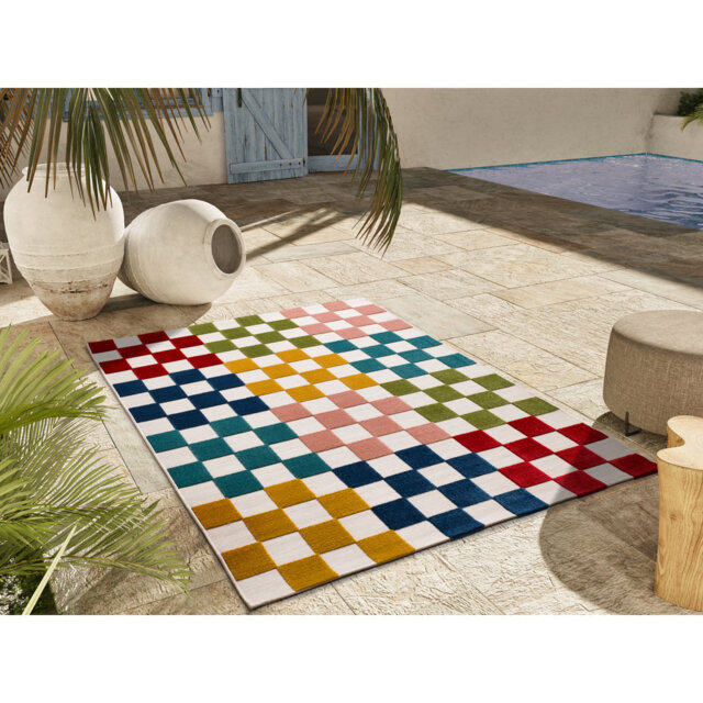 Chrystina Geometric Shapes Flatweave Indoor / Outdoor Area Rug