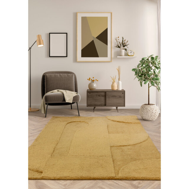 Claverton Cozy Geometric Tufted Yellow Area Rug