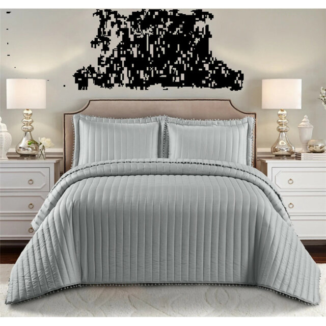 Microfiber Solid Colour Bedspread with Pillow Shams Included