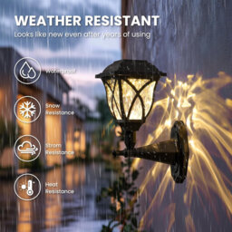 Solar Lights Outdoor Garden, Solar Powered Outdoor Wall Lights, Waterproof Solar Fence Lights Decoration for Patio, Garage, Shed, Yard, Deck, Warm Whi