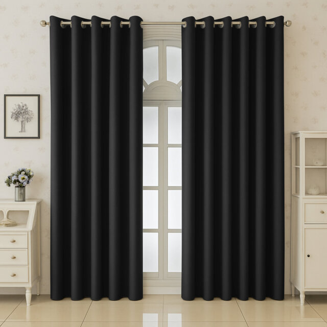 Aspire Homeware 100% Polyester Room Darkening Blackout Eyelet Curtains (Set Of 2)