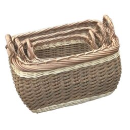Three Tone Storage Log Wicker 3 Piece Basket Set