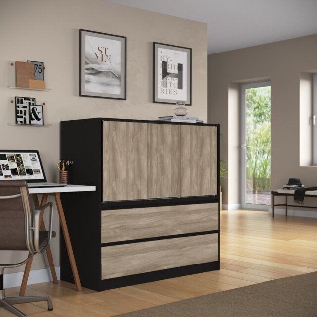 Solid Wood Rectangle Accent Cabinet