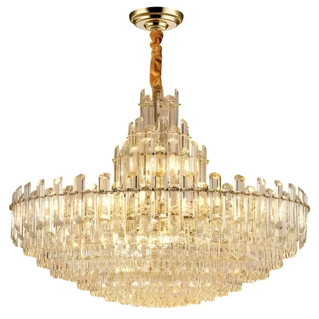 Guglielmo 24 - Modern Empire Crystal Chandelier â Crystal Raindrop Pendant Light, Chrome Ceiling Fixture for Dining Room, Bedroom, Living Room & Ent