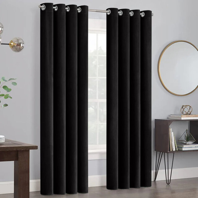 Myron Heavy Crushed Velvet Eyelet Room Darkening Thermal Drape Curtains
