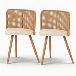 Cotton Upholstered Side Chair in Brown