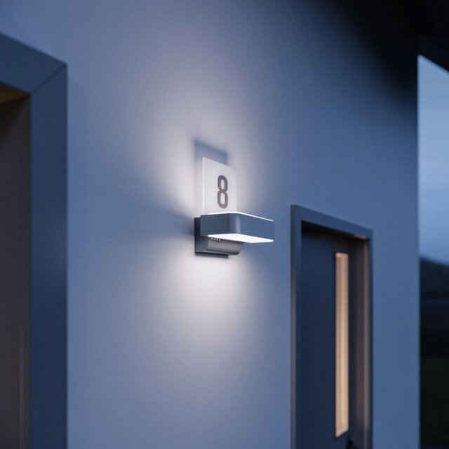 L 800 Anthracite Integrated LED Outdoor Sconce with Dusk to Dawn
