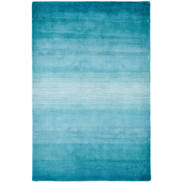Handmade Flat-Woven Rug Knag Made Of Wool In Turquoise