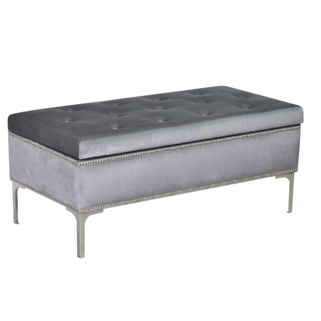 Luxe Polyester Blend Upholstered Storage Bench