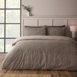 Brushed Herringbone Cotton Reversible Duvet Cover Set