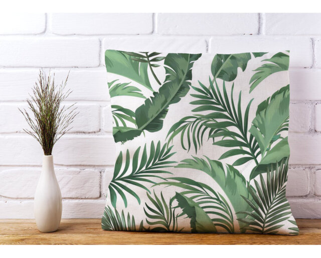 Charing Trendy Tropical Leaves Floral Scatter Cushion with Filling