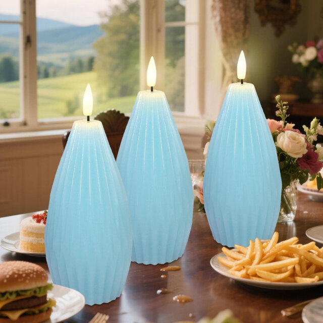 3 Pack Ivory Irregular Flameless Candles: Remote & Timer, Real Wax Flicker, Battery Operated, for Home Party, Wedding