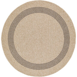 Stockett RoundBoho Jute-Look Beige Brown Area Rug