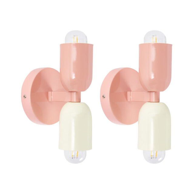 Set of 2 Wall Lamps TOPI Metal Pastel Pink